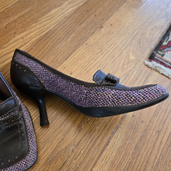 Aerosoles Pink Tweed & Chocolate Leather Heels, Sz 6 - Picture 7 of 8